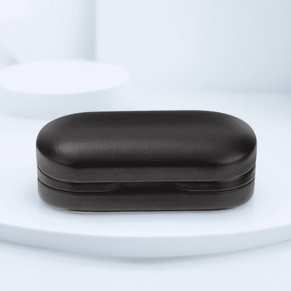 BESTYASH Portable Black Double Eyeglasses Case PU Material Hard Shell Organizer for Home