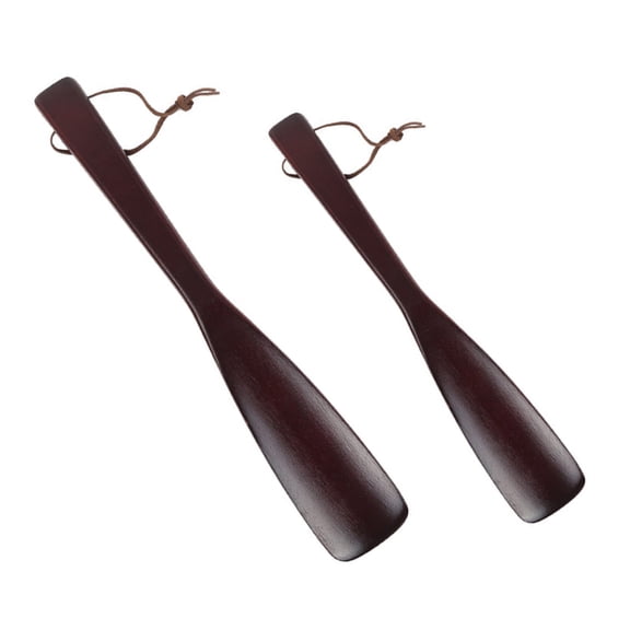 BESTYASH Portable Black Wooden Shoe Horn Long Handle Lifter Tool for Home Use Comfortable and Durable 2pcs