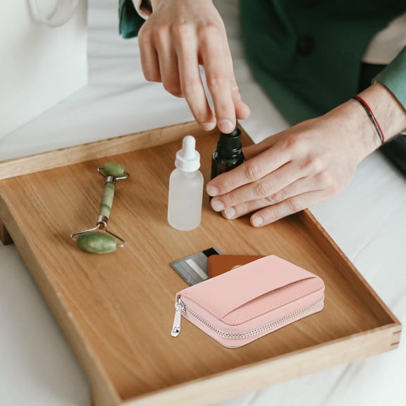 BESTYASH Portable Card Organizer Credit Card Holder Pink 1Set Easy Cleaning Adults Travel