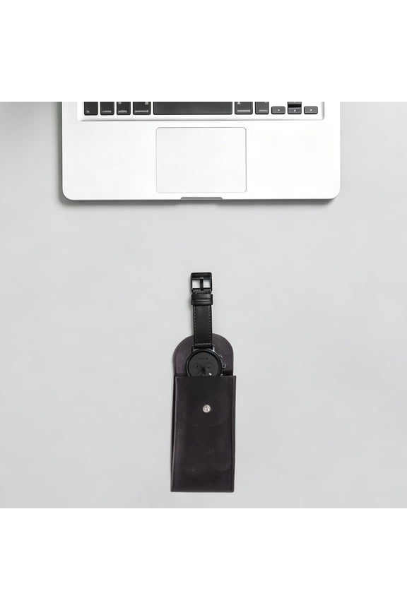 Portable Dark Grey Watch Bag with Protective Pads and Secure Snap Design