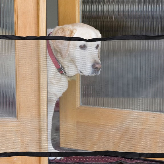 BESTYASH Portable Mesh Gate for Pets Black Cloth Barrier Adjustable Doorway Or Stair Guard