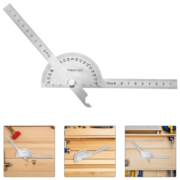 BESTYASH Portable Stainless Steel Two-Arm Ruler with Angle Gauge for Accurate Woodworking and Construction Measurements