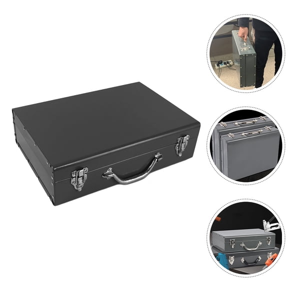 BESTYASH Portable Tool Boxes Metal Tool Box with Handle Black 1Pack for Homeowners