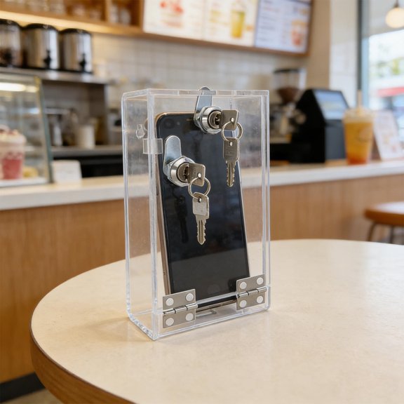 BESTYASH Compact Transparent Phone Holder Box for Home Anti-Theft Secure Mobile Device Storage