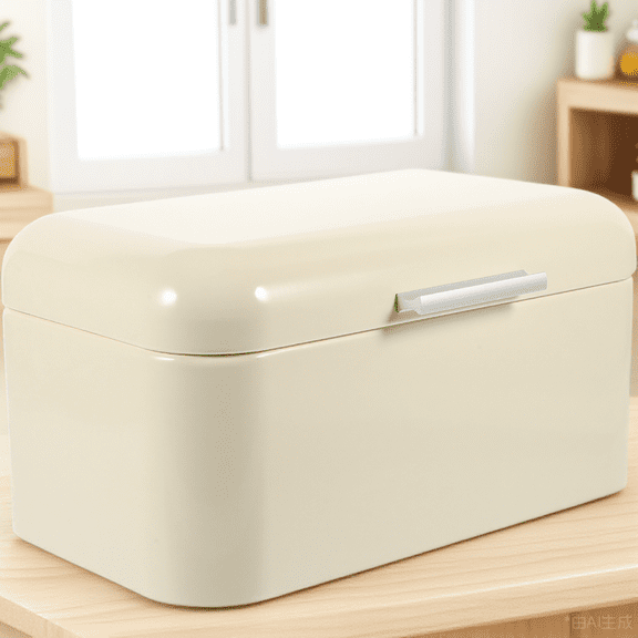 BESTYASH Vintage Decorative Bread Box, White Iron Home Kitchen Storage