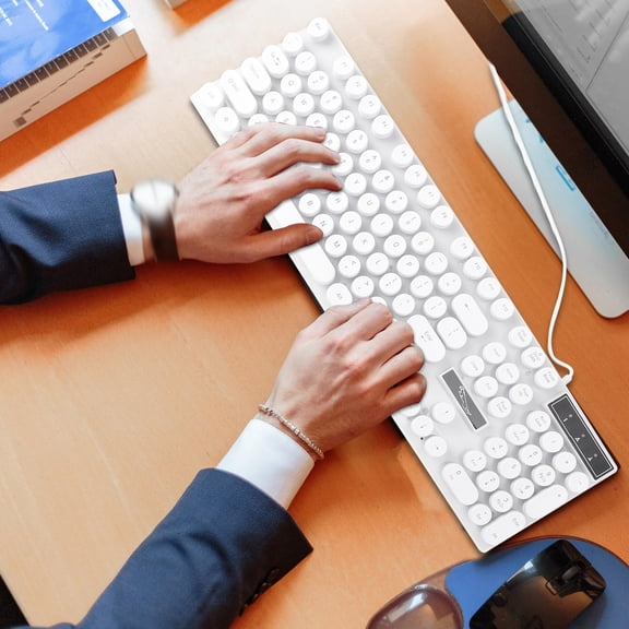 BESTYASH Glowing White Computer Keyboard with Comfortable Mouse Design for Travel