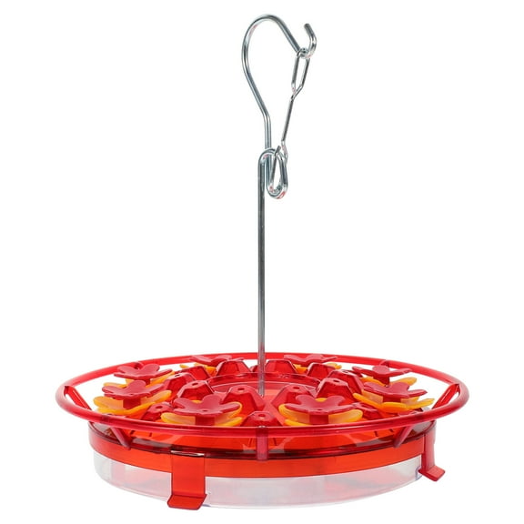 BESTYASH Circular Flower Bird Feeder Red Plastic and Iron for Outdoor Pet Use