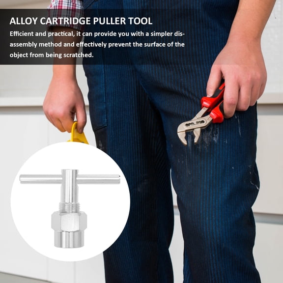 BESTYASH Premium Alloy Plated Silver Faucet Puller Tool with Excellent Texture for Cartridge Removal