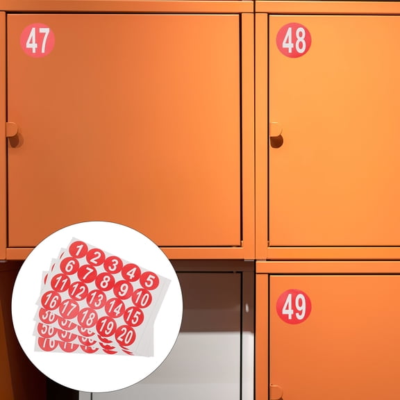 BESTYASH Red Number Stickers with Strong Adhesive for Gym Lockers, Tables, Nails - , Labels