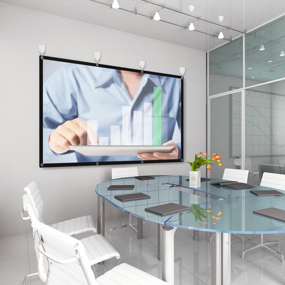 BESTYASH Projector Screen Outdoor Rectangular Polyester White for Movie Lovers and Educators 1Pc