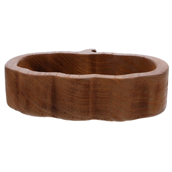 BESTYASH Pumpkin Shaped Wooden Fruit Bowl, Decorative Serving Dish for Salad, Dessert, Snacks, Fall Kitchen Table Decor