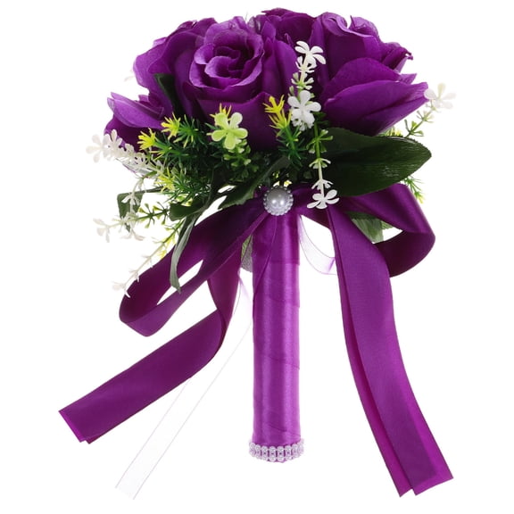 BESTYASH Purple Wedding Bouquet With Elegant Design Holding Wedding Bouquet For Brides And Bridesmaids 1Set