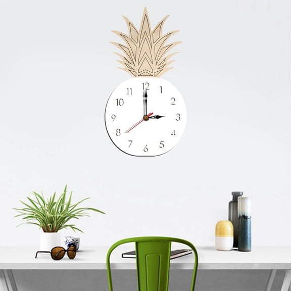 BESTYASH Quiet Silent Pineapple Shape Wall Clock White Acrylic Easy Wall Mount Home Use