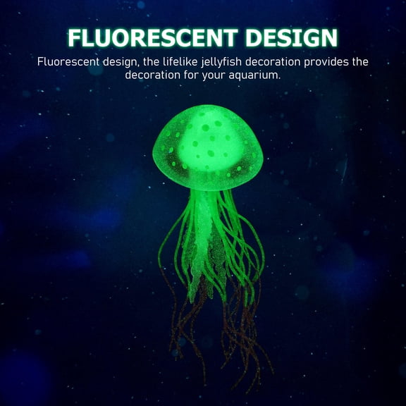 BESTYASH Realistic Green Silicone Fake Jellyfish Aquarium Accessory with Fluorescent Design