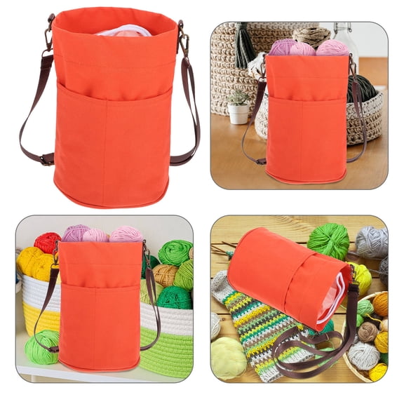 BESTYASH Red Canvas Crochet Storage Bag with Multifunctional Design for Party Use and Easy Organization 12.5 x 6.5 x 6.5