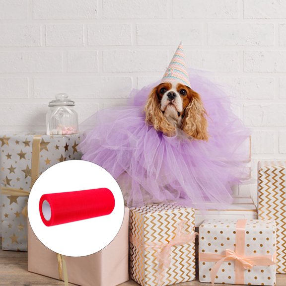 BESTYASH Red Mesh Ribbon for Wrapping Decorative Tulle Fabric for DIY Crafts and Party Decoration