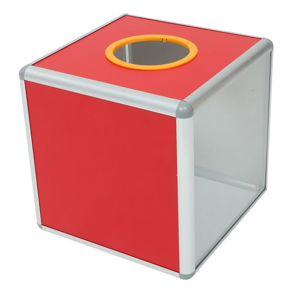 BESTYASH Red Metal Raffle Ticket Box for Corporate Parties and Fundraising Events
