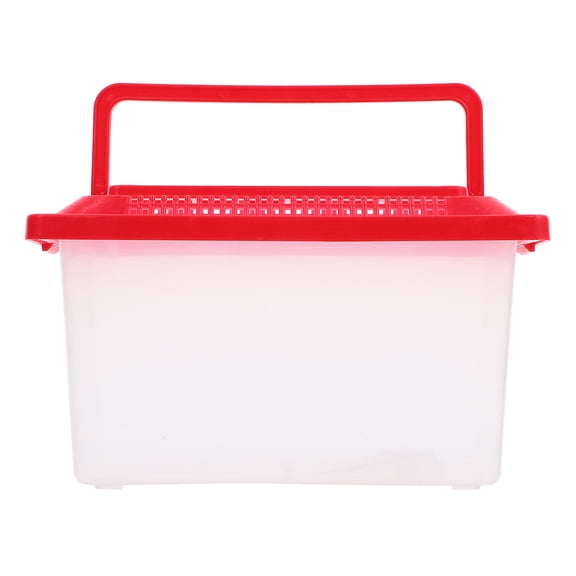 BESTYASH Red Portable Plastic Fish Tank for Turtle Habitat and Hamster Transport with Leak Proof Lid