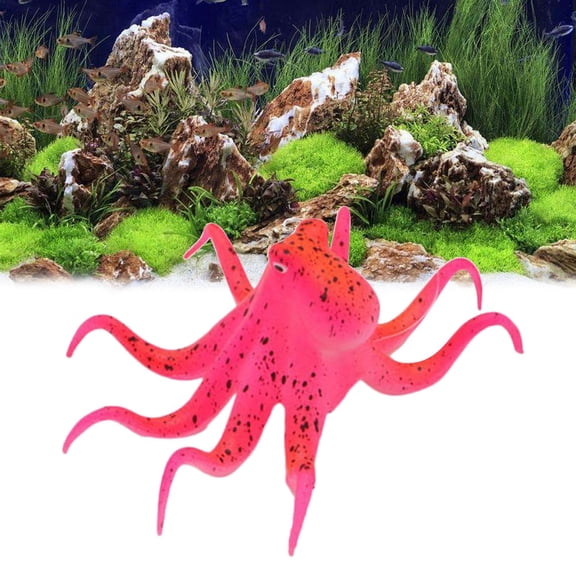 BESTYASH Red Simulation Octopus Aquarium Modeling Fish Tank Decor Silicone Material Natural Look
