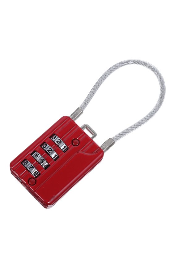 Red Steel Cable Lock for Suitcase with Resettable Combination Code for Travel Security