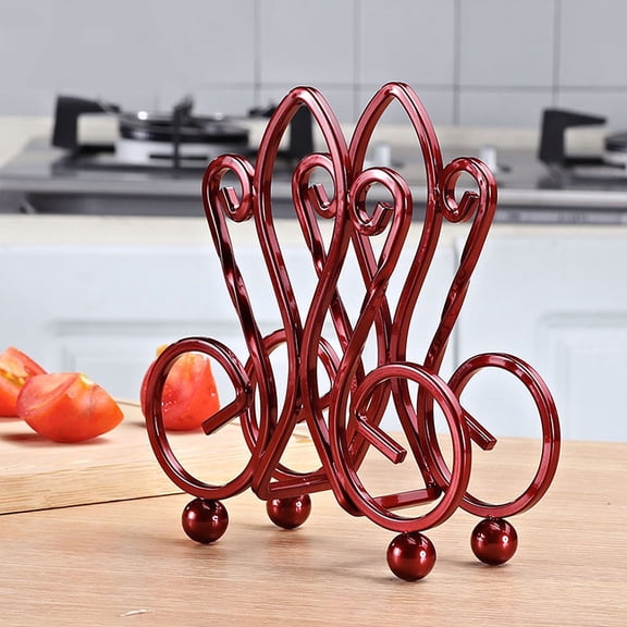 BESTYASH Red Steel Cutting Board Storage Rack for Kitchen Organization Multifunctional Design 15.5x10.5x8.5 inches