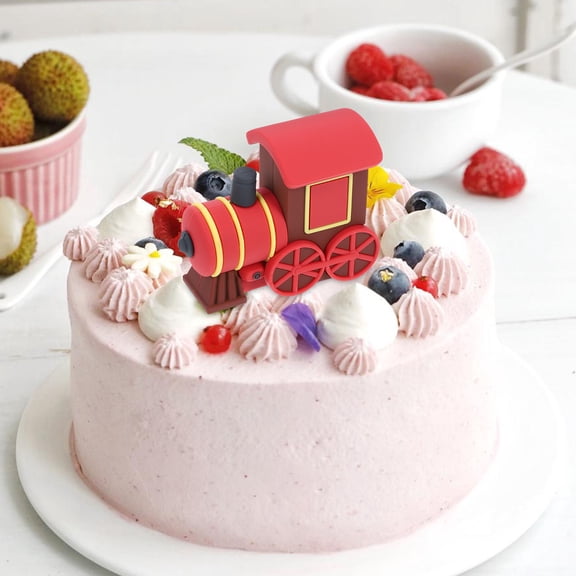 BESTYASH Red Vintage Charm Train Cake Topper for Birthday Party Decoration