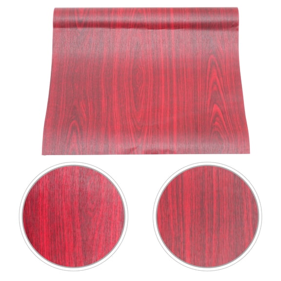 BESTYASH Removable Red Wood Grain Wall Decor Sticker for Kitchen Bedroom Cabinet Surface