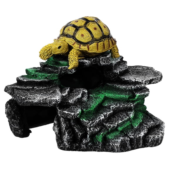 BESTYASH Black Resin Bearded Dragon Basking Rock Reptile Accessory and Decorative Habitat Decor