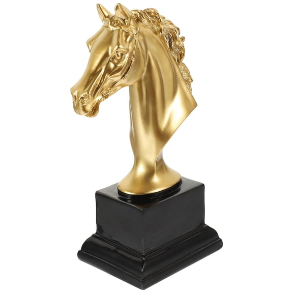 BESTYASH Resin Horse Head Sculpture Table Decoration with Artistic Golden Finish