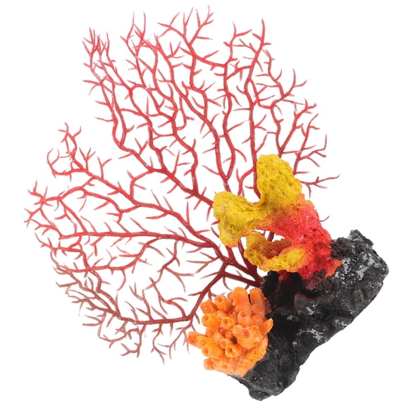 BESTYASH Resin Orange Artificial Coral Sculpture for Fish Tank and Tabletop Decoration