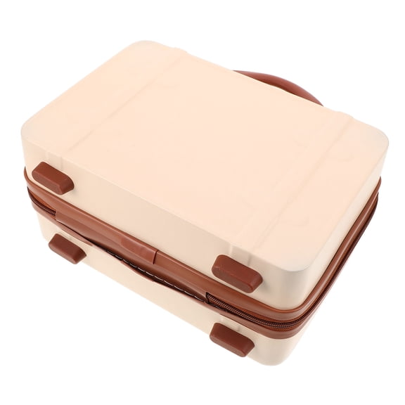 BESTYASH Portable Vintage Makeup Case in Beige ABS with Multiple Compartments for Travel and Daily Use