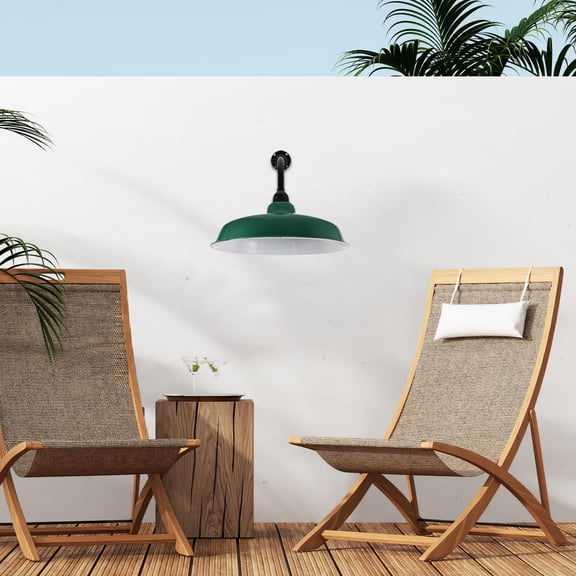 BESTYASH Retro Round Lamp Cover with Curved Pole Weather Resistant Outdoor Light Shade