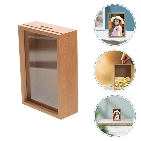 BESTYASH Reusable Bank Wooden Light Brown 1 Pcs Money Box for Office Storage