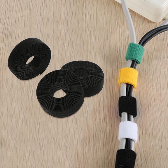 BESTYASH Reusable Hook and Loop Cable Ties Black Cord Straps for Organizing Audio and Electronics