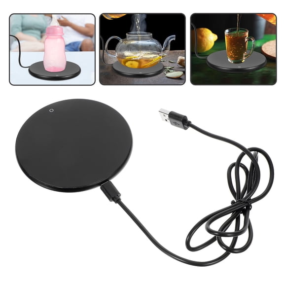 BESTYASH Electric Cup Warmer Adjustable Temperature Mug Heater Black Aluminum Portable Coffee Tea Beverage Warmer