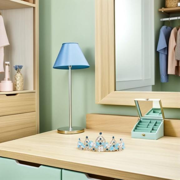 BESTYASH Rhinestone Bridal Tiara in Sky Blue with Crystal Crown for Wedding Hair Decoration