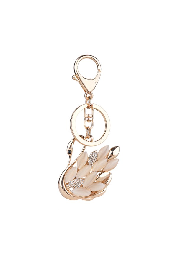 Elegant Rhinestone Swan Keychain with Golden , Stylish Bag Charm and Hanging Ornament Accessory