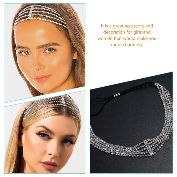 BESTYASH Rhinestones Plated Silver Head Chain Unique Bridal Headpiece Elegant Hair Accessory