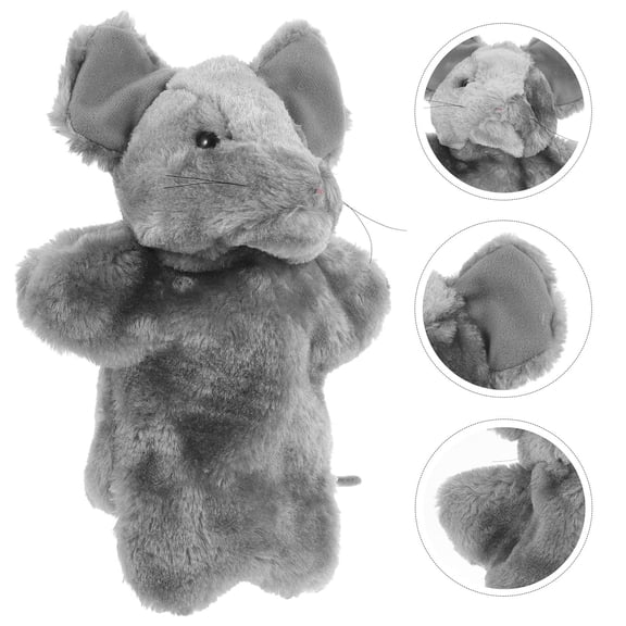 BESTYASH Grey Plush Animal Mouse Hand Puppet for Kids Home School Storytelling and Educational Play