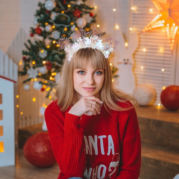 BESTYASH Rose Gold Christmas Headband with Snowflake Design for Party Decorations