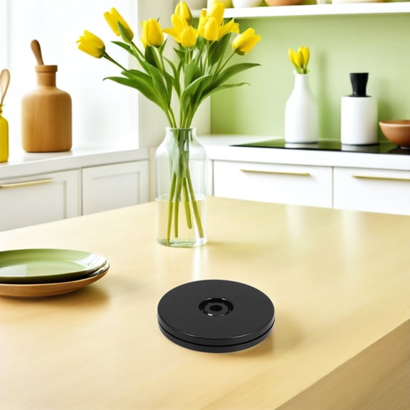 BESTYASH 360 Degree Rotating Storage Turntable with Seamless Black Swivel Base for Home Kitchen Dining Table