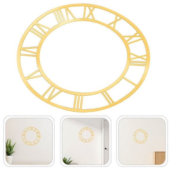 BESTYASH 2-Pack Peel and Stick Roman Numeral Clock Face Acrylic Wall Mirror Decals for Home Decor