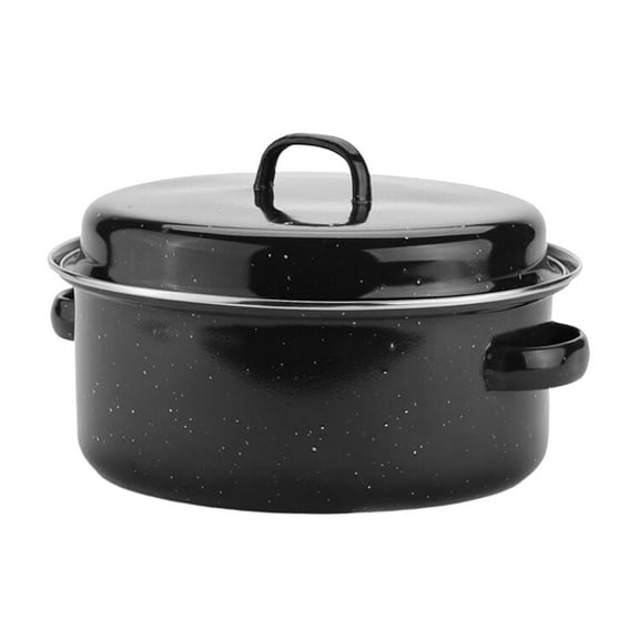 BESTYASH Enamel 24cm Roaster Pan with Wear Resistant Bottom for Daily Roasting