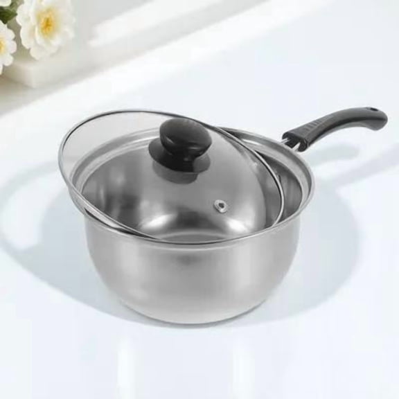 BESTYASH Round Saucepan with Lid Stainless Steel Silver 1Set for Cooking
