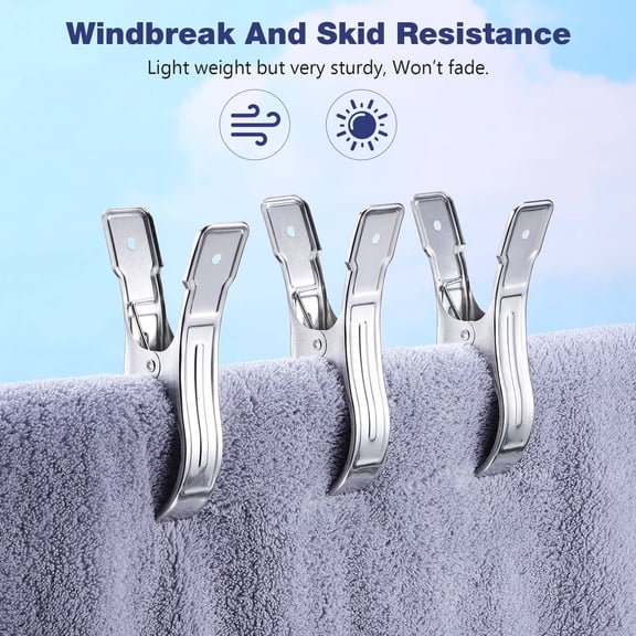 BESTYASH Round Shaped Clothespins for Home Use 6Pcs Silver