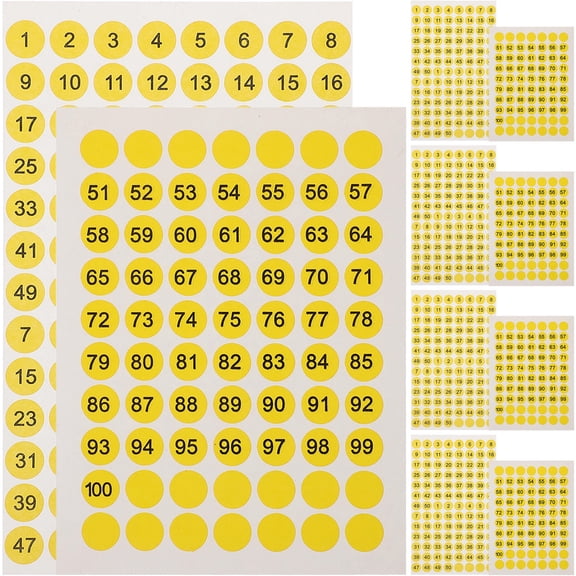 BESTYASH Round Yellow Adhesive Number Stickers for Organizing Doors Lockers and Storage with Multi Use