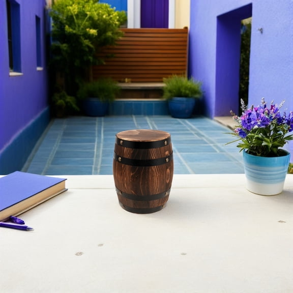 BESTYASH Rustic Light Brown Wooden Barrel End Table Versatile Outdoor Side Furniture