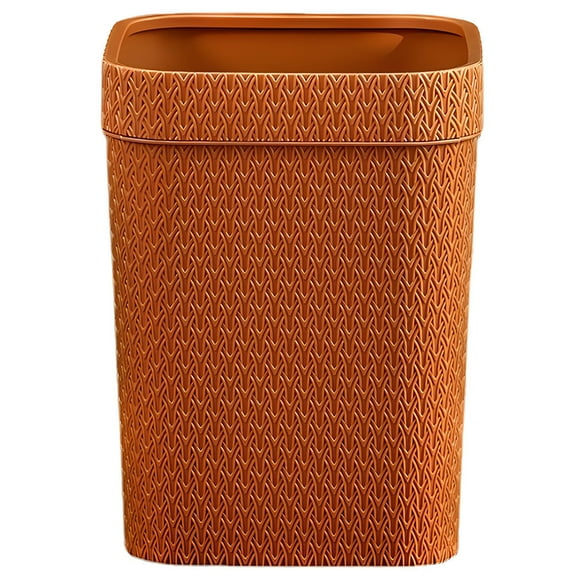 BESTYASH Orange Imitation Rattan Waste Bin, PP Trash Can for Home, Kitchen, Office Use, Compact and Stylish