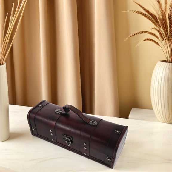 BESTYASH Rustic Wood Jewelry Storage Box with Lid Vintage Design Decorative Desktop Organizer Brown