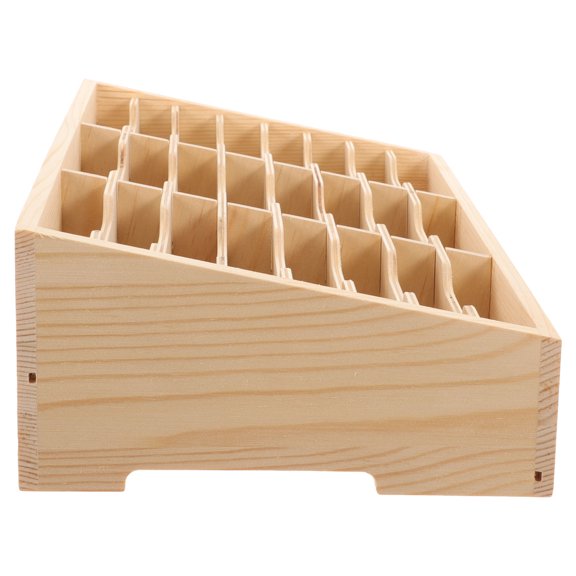 BESTYASH Rustic Wooden Multi Grid Phone Holder and Desktop Organizer in Khaki Color